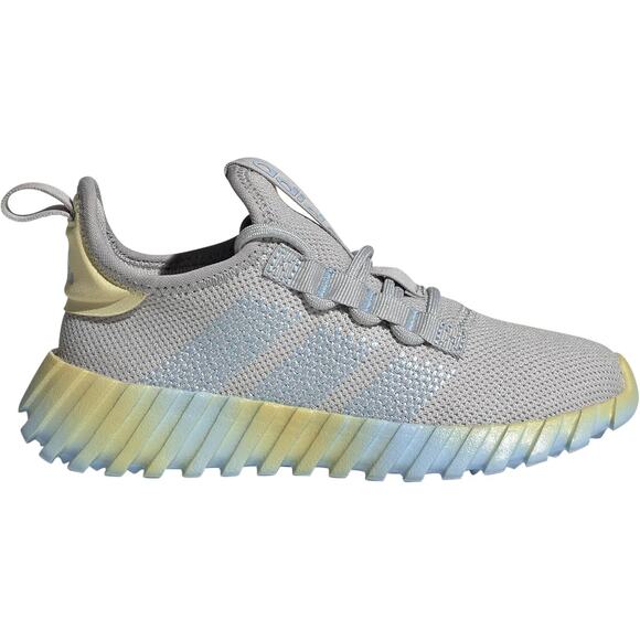 NWT adidas Unisex Kaptir Flow Sneaker, Grey/Blue/Powder Yellow, 3.5 Little Kid - Picture 2 of 6